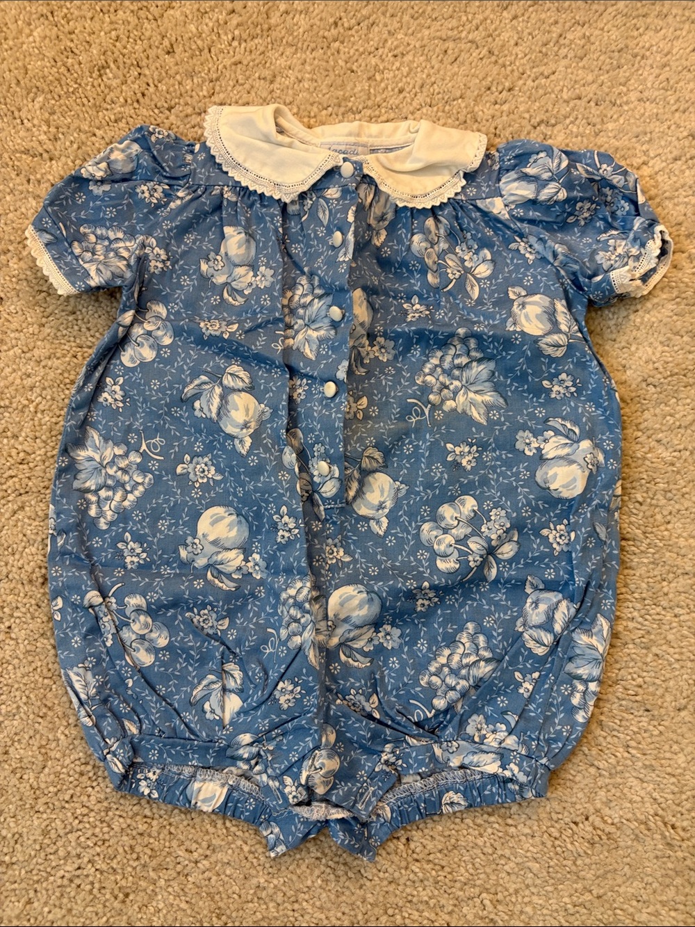 Vintage Jacadi fruit print baby bloomer onesie